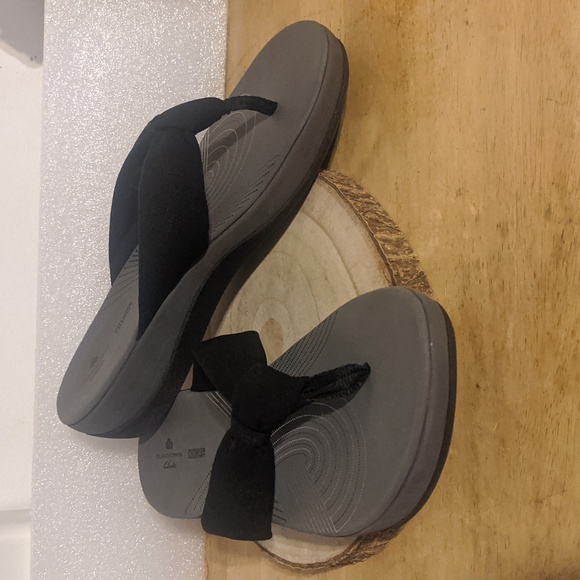 Clarks Cloudstepper Cushion Soft Flip Flop Sandals Womens Size 9 Black Gray - Picture 1 of 8